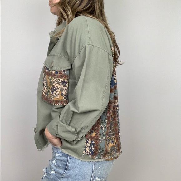 Field Of Flowers Utility Jacket S M Green - Picture 6 of 7